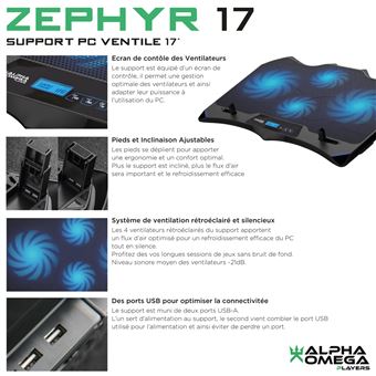 Refroidisseur Alpha Omega Players Zephyr pour PC 17" Noir