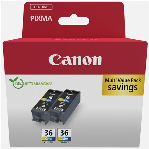 Pack de 2 cartouches d'encre Canon Twin Pack CLI 36CL - vue 2
