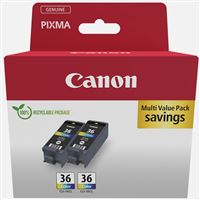 Lot Cartouches Compatibles Canon PGI35XL + CLI36XL - Noir + Couleurs X2, Marque QUALITONER, Neuves