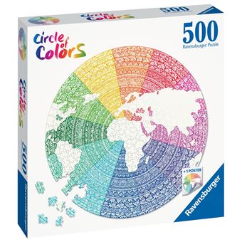 Puzzle rond 500 pièces Ravensburger Mandala Circle of Colors
