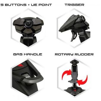 Joystick avec manette de gaz Subsonic Flight Stick Pro pour simulateur de vol PC Gris et noir