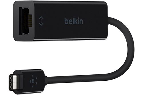 Adaptateur Belkin USB Type C Mâle vers Ethernet RJ45 Femelle Noir