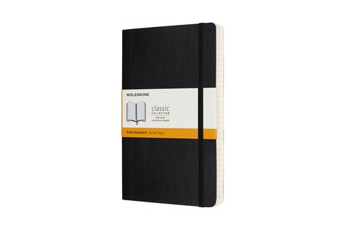 Carnet augmenté classique grand format ligné Moleskine couverture souple Noir