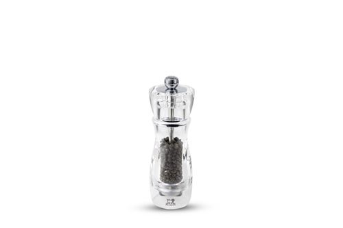 The Vittel 16 cm pepper mill has a pure and slender profile. Chrome accents enhance the transparency of the mill. Vittel