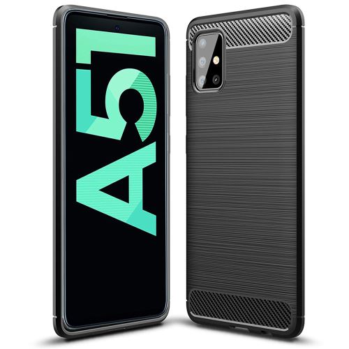 Coque brossée noire Samsung Galaxy A51 Carbon Fiber Antichoc - Accessoires Pochette Case nouveau Galaxy A51 2019 / 2020