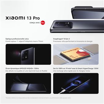 Smartphone Xiaomi 13 Pro 6.67" Double nano SIM 5G 12 Go RAM 256 Go Noir