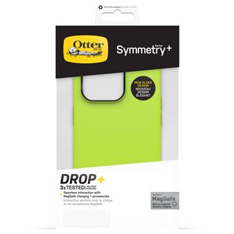 Coque antichoc OtterBox Symmetry + MagSafe pour iPhone 14 Pro Jaune Vert