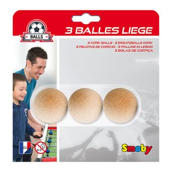 Balles de baby foot en liège blanc Bonzini fabriquées en France pour une précision de jeu
