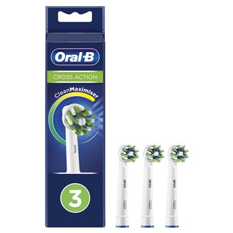 Lot de 3 Brossettes Oral B Cross Action Clean Maximiser Blanc - 1