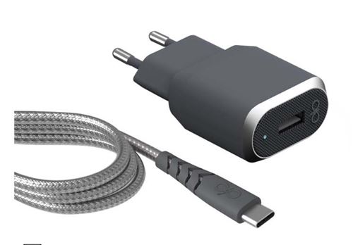 Kit Force Power Chargeur secteur rapide + Câble renforcé USB vers USB-C
