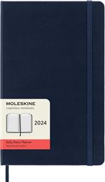 Agenda civil journalier Moleskine 2024 12 mois Grand Format Couverture Dure Bleu Saphir