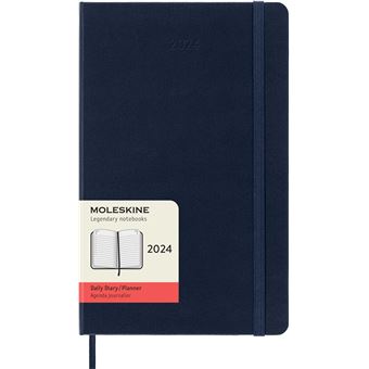 Agenda civil journalier Moleskine 2024 12 mois Grand Format Couverture Dure Bleu Saphir