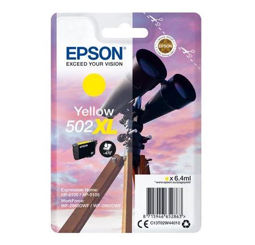 Epson 502XL - 6.4 ml - haute capacité - jaune - original - blister - cartouche d'encre - pour Expression Home XP-5100, 5105, 5150, 5155; WorkForce WF-2860, 2865, 2880, 2885