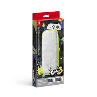 Pochette de transport Nintendo Switch model OLED édition Splatoon 3 et écran de protection