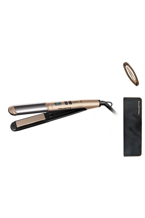 Lisseur boucleur Rowenta Glam & Shine 2-en-1 SF4641 Dune métal