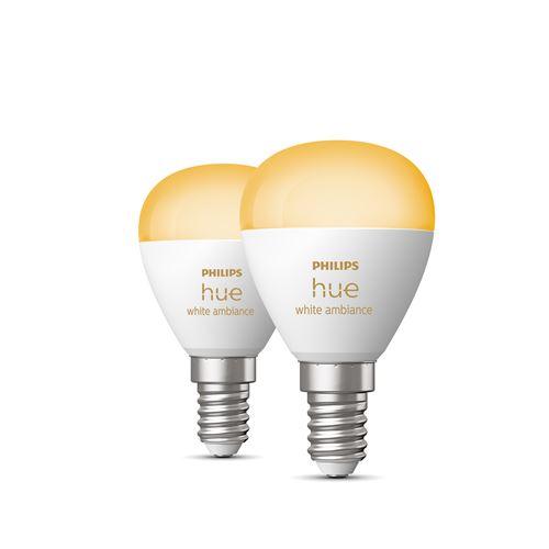 Pack de 2 ampoules connectées Sphérique Philips Hue White Ambiance P45 E14 5,1 W Blanc
