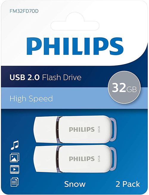 Philips Clés Usb 2.0 Snow 32 Go 2 Pcs Blanc et Gris