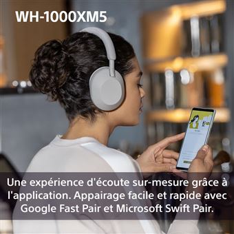 Casque audio à réduction de bruit Bluetooth Sony WH1000XM5 Argent