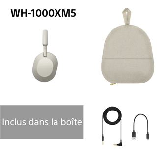 Casque audio à réduction de bruit Bluetooth Sony WH1000XM5 Argent