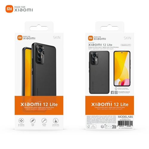 Coque arrière semi-rigide avec touché peau Made For Xiaomi pour Xiaomi 12 Lite Noir