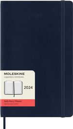 Agenda civil journalier Moleskine 2024 12 mois Grand Format Couverture Souple Bleu Saphir