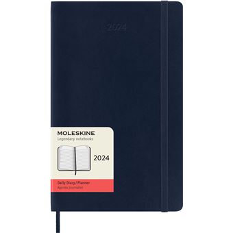 Agenda civil journalier Moleskine 2024 12 mois Grand Format Couverture Souple Bleu Saphir