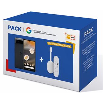 Pack Smartphone Google Pixel 6A 6.1" 5G Double SIM 128 Go Charbon + Chromecast Google TV HD Blanc - 1
