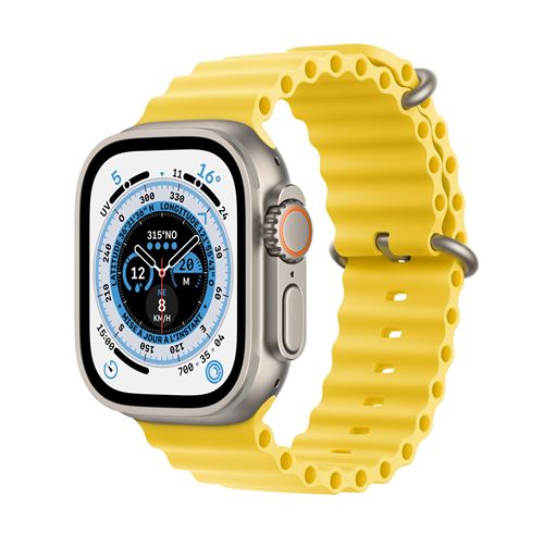 Apple Watch Ultra + Cellular, boîtier Titane 49mm avec Bracelet Océan Jaune  - Apple Watch - Achat & prix