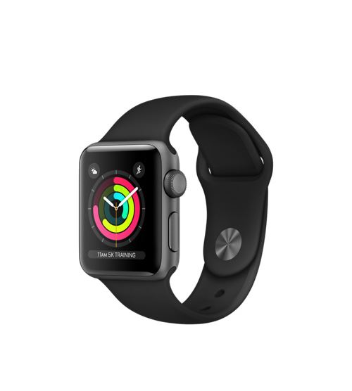 Apple Watch Series 3 38 mm Boitier en Aluminium Gris sideral avec Boucle Sport Noir Apple Watch Achat prix fnac