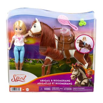 jouet pour enfant GXF23 poupée articulée Abigaelle et figurine cheval Boomerang à longue crinière pour rejouer les scènes du film ​Spirit Lindomptable 
