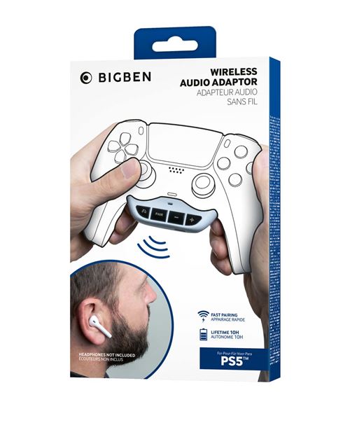 Nacon Dualsense draadloze audio-adapter voor PS5-controller Wit en zwart