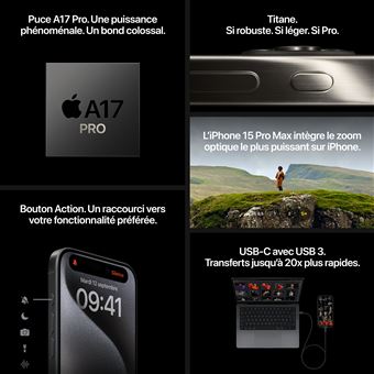 Soldes Apple iPhone 15 Pro 512 Go titane bleu 2024 au meilleur prix sur