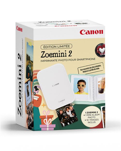 Kit Imprimante Photo Canon Zoemini 2 Blanc pour Smartphone + 1 Mini Album Photo et 10 Tirages Inclus