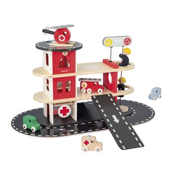 Hape Caserne de pompiers en bois 48 x 60 cm rouge - Figurine pour enfant -  Achat & prix