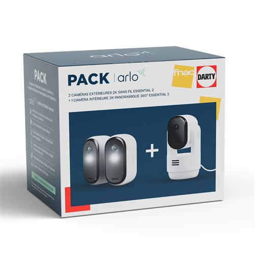 Arlo Blanc Caméra De Surveillance Essential 3 Intérieur Et Extérieur
