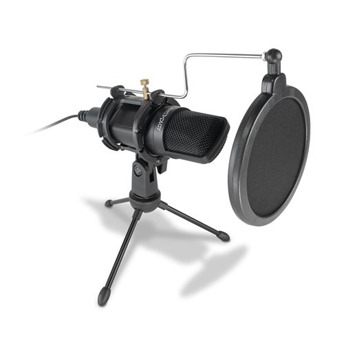 Kit Micro USB avec filtre anti pop Steelplay Stream Mic Noir
