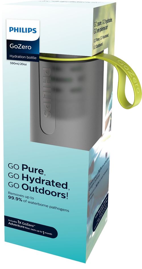 Gourde d'hydratation filtrante Philips GoZero AWP2722GRR 590 ml Gris