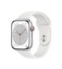 Apple Watch Series 8 GPS + Cellular, boîtier Aluminium Argent 45mm avec Bracelet Sport Blanc