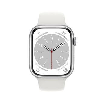 Apple Watch Series 8 GPS + Cellular, boîtier Aluminium Argent 45mm avec Bracelet Sport Blanc