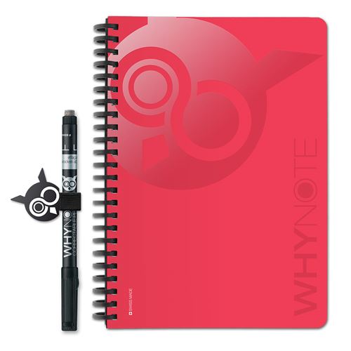 Carnet A5 Réutilisable à l'infini Whynote Rouge avec un stylo et un porte stylo