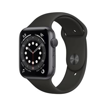 Apple Watch Series 6 GPS, 44mm boitier aluminium gris sidéral avec bracelet sport noir - 1
