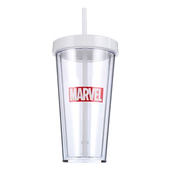 Verre avec paille Miniso Marvel 420 ml Blanc