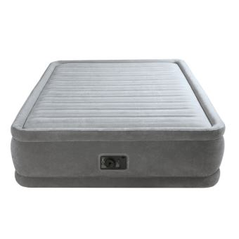 Intex Lit Gonflable 2 Places Électrique - Confort Plush Hauteur Surélévation - Gris