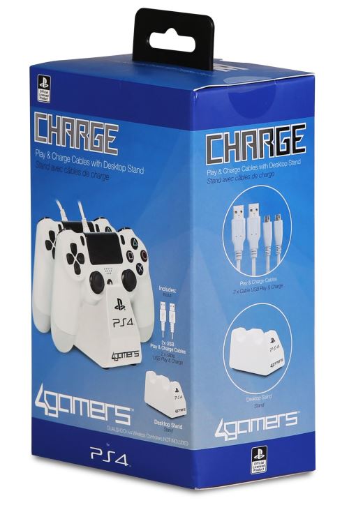 Double chargeur USB 4Gamers Bleu pour Manettes PS4 - Accessoire