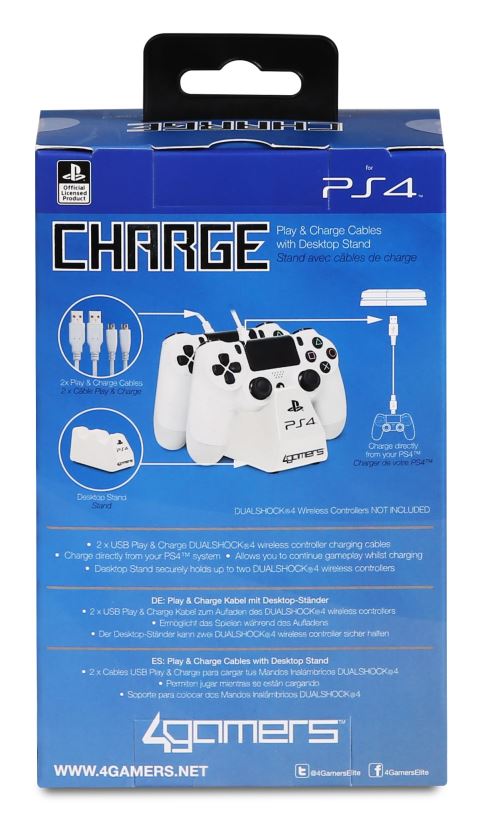 Double Chargeur USB 4gamers Blanc pour manette PS4