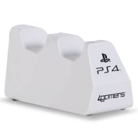 Double Chargeur USB 4gamers Blanc pour manette PS4