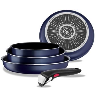 Batterie de cuisine 8 pièces Tefal Ingenio Easy Cook N Clean Empilable Bleu pailleté