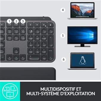 Clavier rétroéclairé sans fil Bluetooth QWERTY Logitech MX Noir graphite