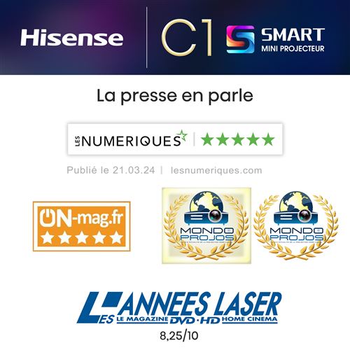 18% sur Mini Projecteur Hisense C1 Smart Laser Gris et Bleu