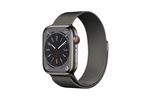 Apple Watch Series 8 GPS + Cellular, boîtier Acier inoxydable graphite 45mm avec Boucle milanaise graphite